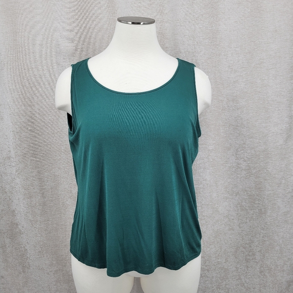 Eileen Fisher Green Silk Sleeveless Women's Tank Top - Picture 1 of 7